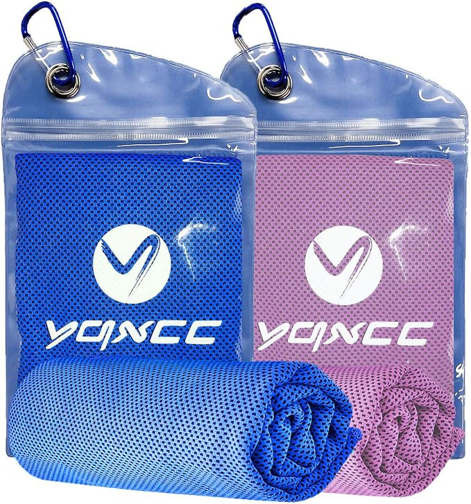 YQXCC 2 Pack Cooling Towels 120x30 cm, Ice Cool Microfibre Towel for Neck, Soft Breathable for Gy... | Amazon (UK)