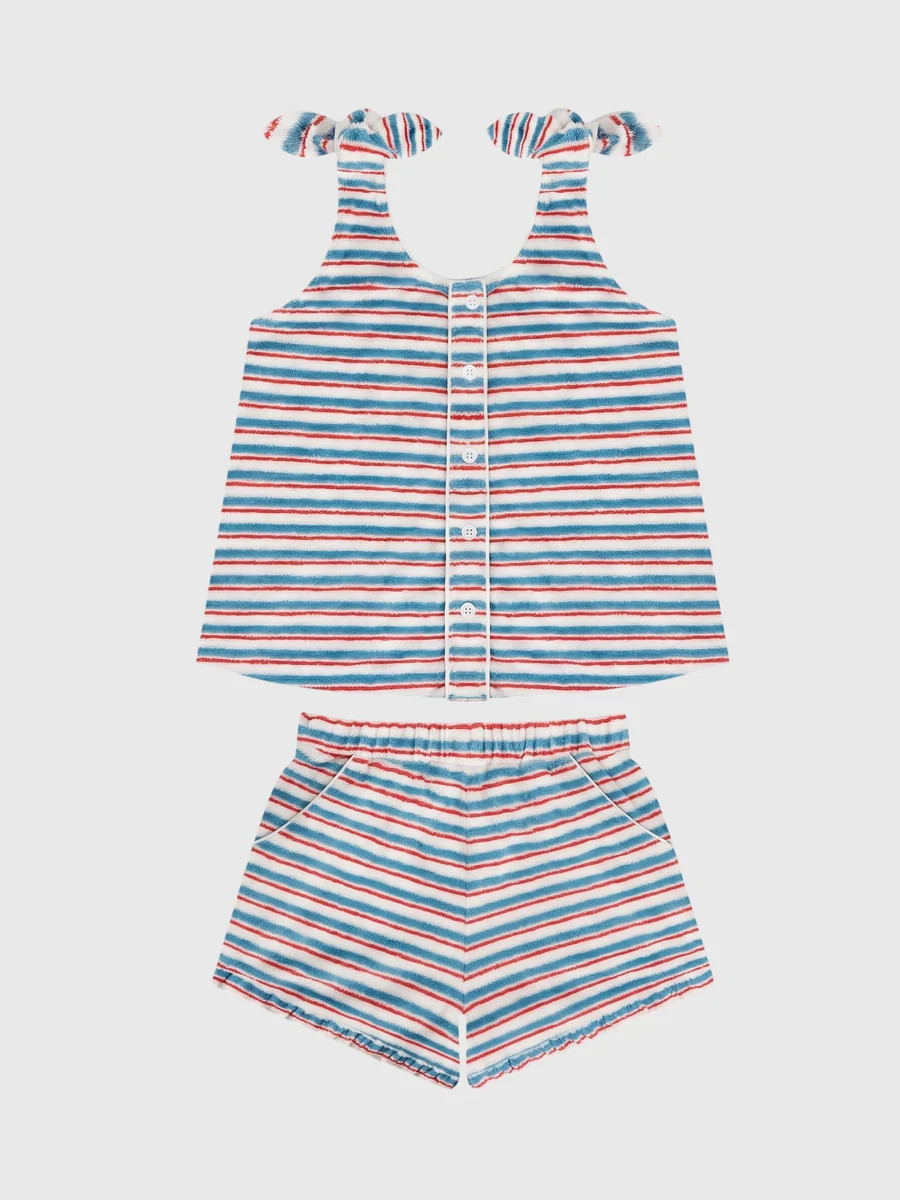 Minnow Girls' Jetty Stripe French Terry Tie Knot Set | Saint Bernard
