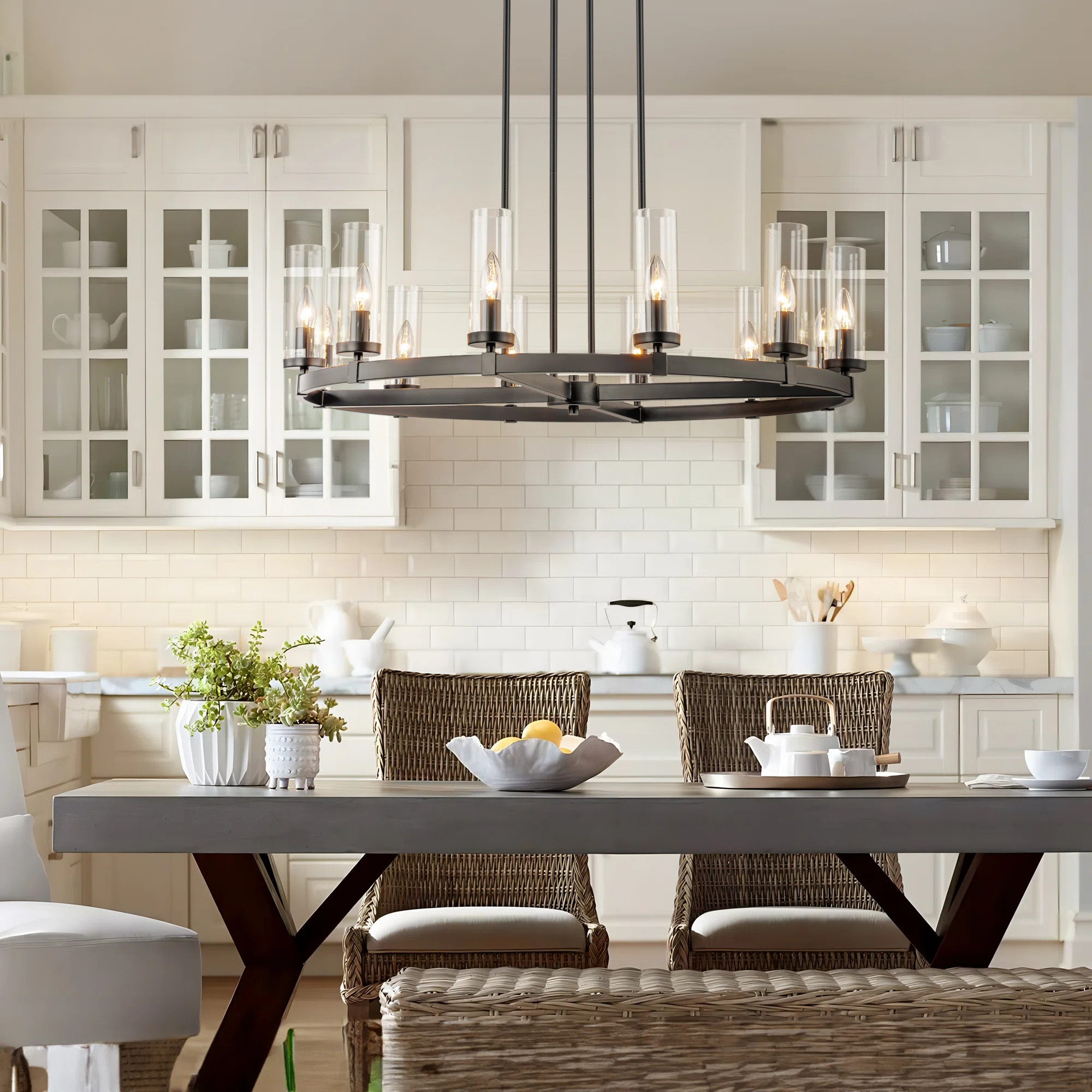 Andrade 12 - Light Dimmable Wagon Wheel Chandelier for Dining Room | Wayfair North America