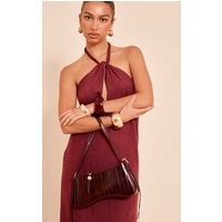 Burgundy Curved Beaded Shoulder Bag | PrettyLittleThing UK