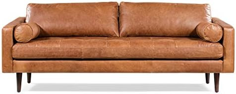 POLY & BARK Napa Sofa in Full-Grain Pure-Aniline Italian Leather, Cognac Tan | Amazon (US)