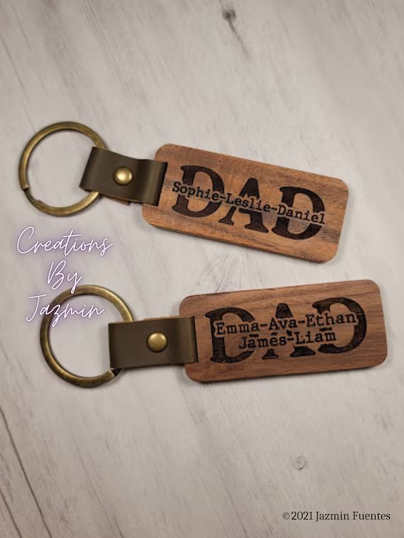 Father's Day Gift Personalized Wood Dad Keychain With | Etsy | Etsy (US)