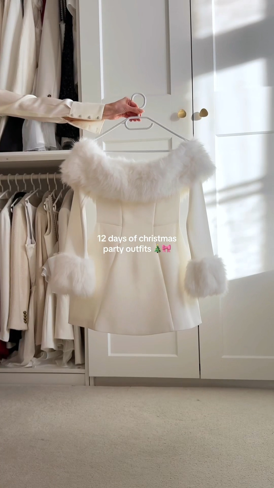 Day 11 - a little winter wonderland moment 🥹🎀❄️ 

This little white dress would be perfect for a christmas party, romantic date night, birthday dinner, festive brunch, winter bridal occasions, cocktails with the girls…✨

holiday dress, party dress, bridal dress, mini dress, girly style, outfit inspiration, pinkmas dress, what to wear, winter fashion, faux fur trim dress

#LTKHoliday #LTKWedding #LTKootd