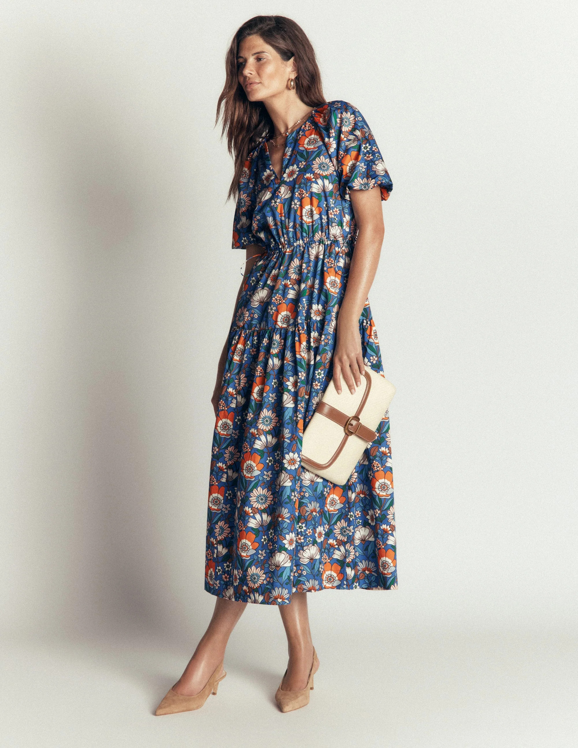 Draw Waist Cotton Dress-Multi, Floral Field | Boden (US)