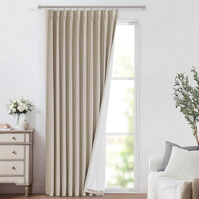 Vision Home Sand Pinch Pleated Full Blackout Curtains Linen Blended Room Darkening Window Curtain... | Amazon (US)