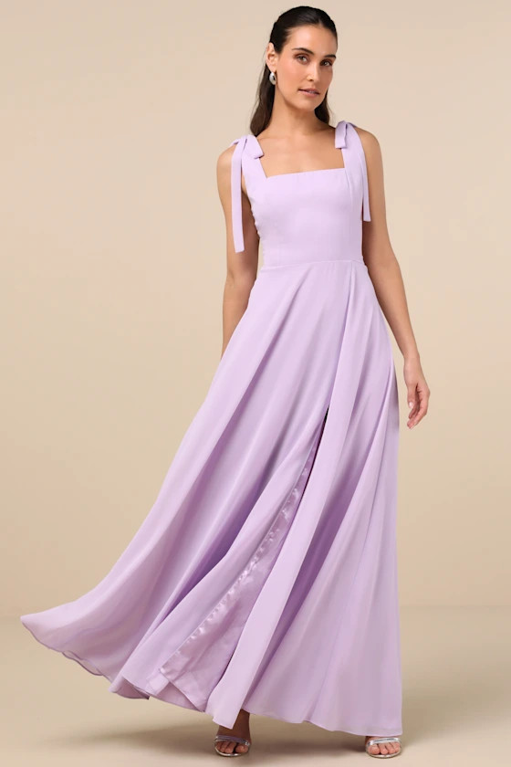 Love Me Forever Lavender Tie-Strap Square Neck Maxi Dress | Lulus