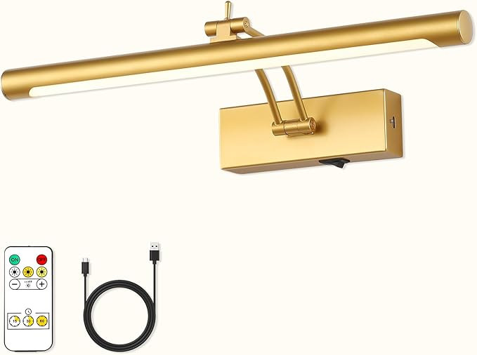 7Degobii Battery Operated Picture Light with Remote,Wireless Gallery Lights Gold 15.75in Recharge... | Amazon (US)