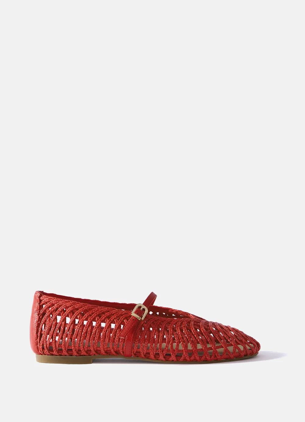 Lily Red Woven Ballet Flat Pumps | Mint Velvet