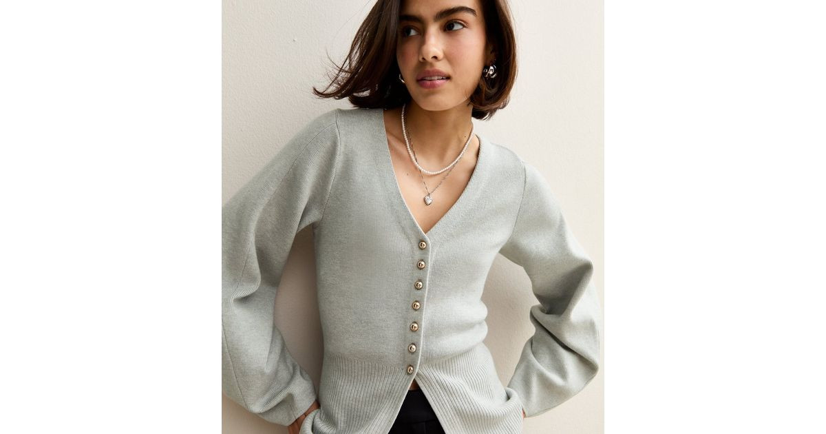 Grey Compact Knit V Neck Cardigan | New Look | New Look (UK)