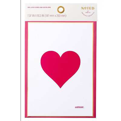 Noted by Post-it With Love Oversized Card and Envelope Red Heart Valentine's Day | Target