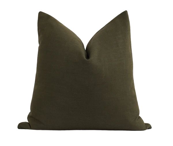 Peat Moss Green Linen Pillow | Land of Pillows