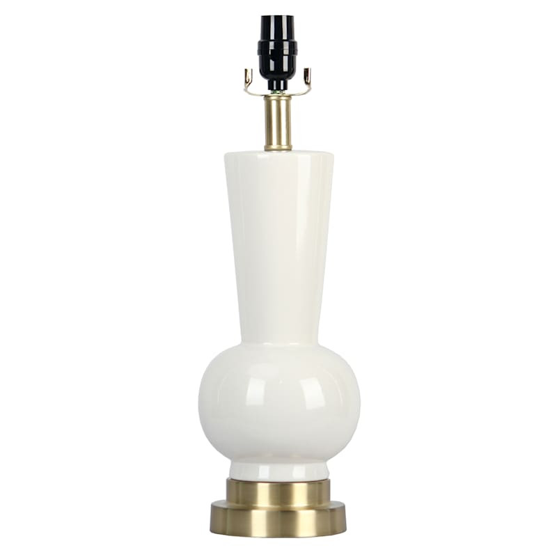 Providence White Brass Ceramic Table Lamp, 19" | At Home