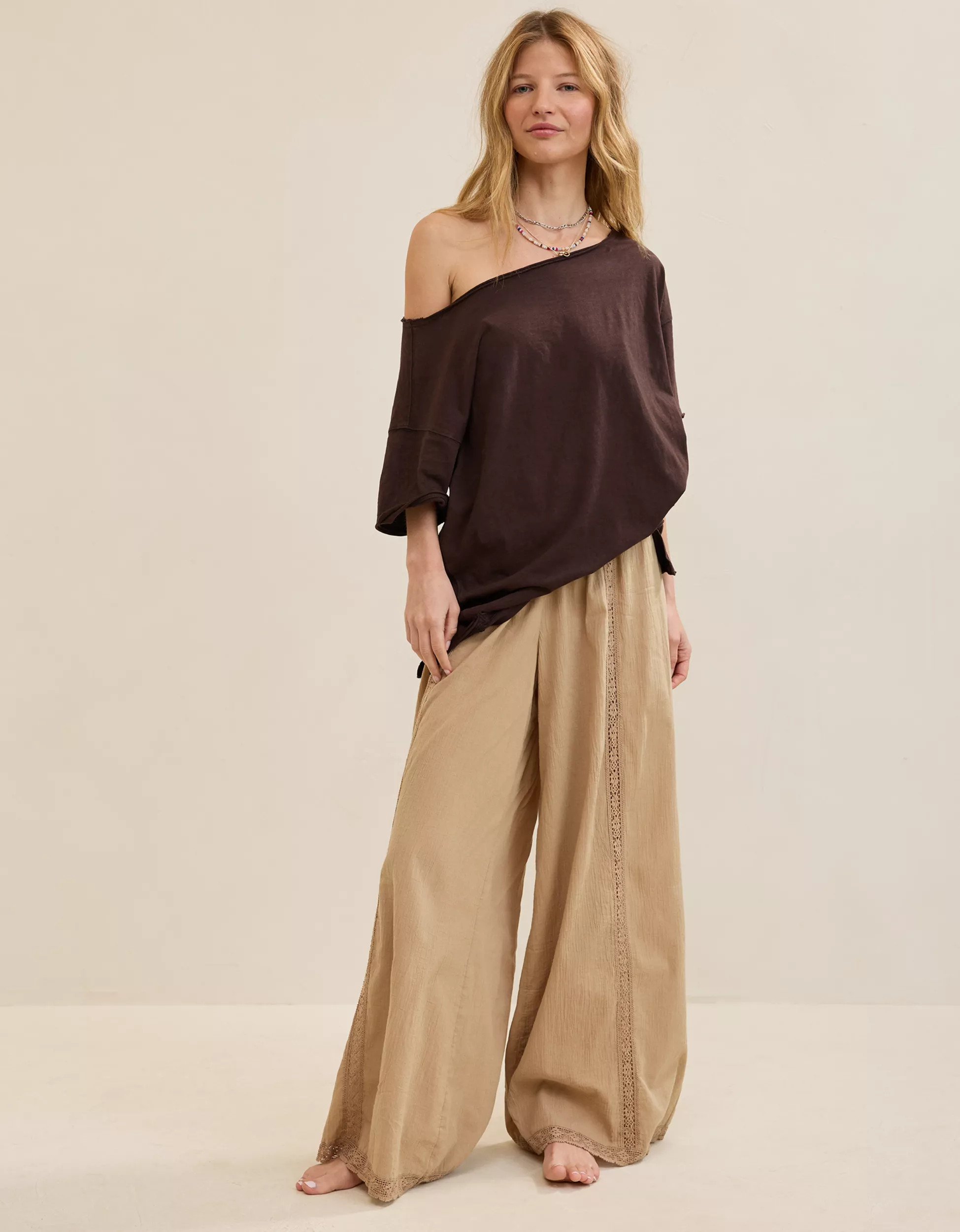 Aerie Off The Shoulder Oversized Boyfriend T-Shirt | Aerie