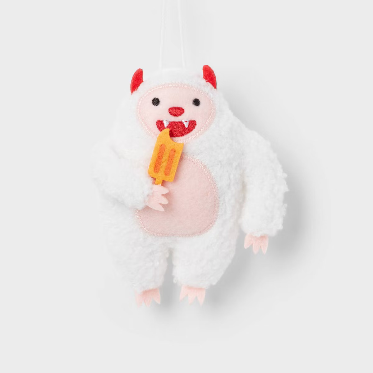 Fabric Yeti Eating Popsicle Christmas Tree Ornament White/Pink - Wondershop™: Indoor Holiday De... | Target