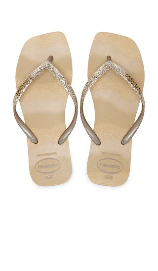 Slim Square Glitter Party Sandal in Golden | Revolve Clothing (Global)