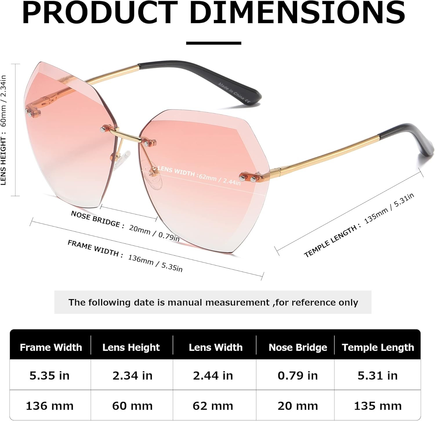 AEVOGUE Sunglasses For Women Oversized Rimless Diamond Cutting Lens Sun Glasses AE0534 | Amazon (US)