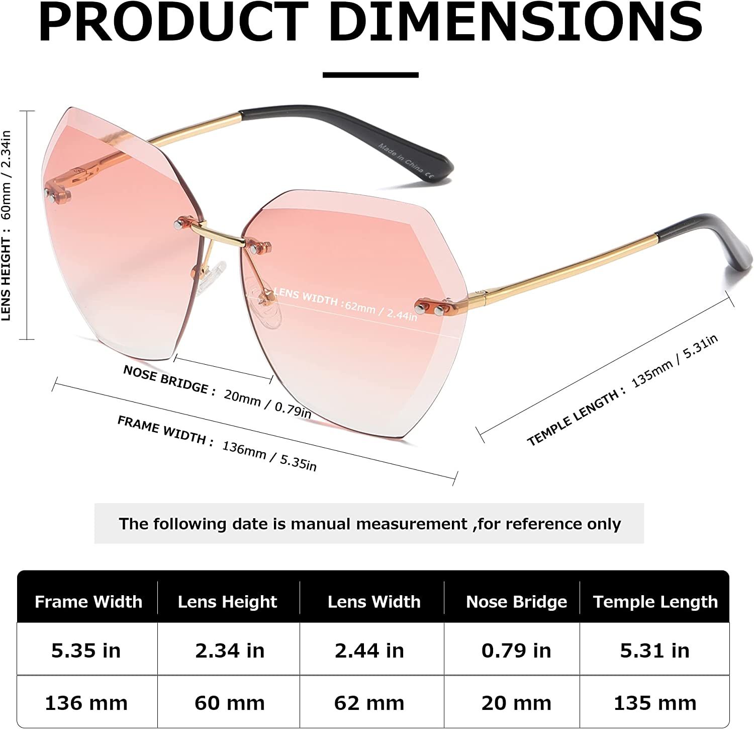 AEVOGUE Sunglasses For Women Oversized Rimless Diamond Cutting Lens Sun Glasses AE0534 | Amazon (US)