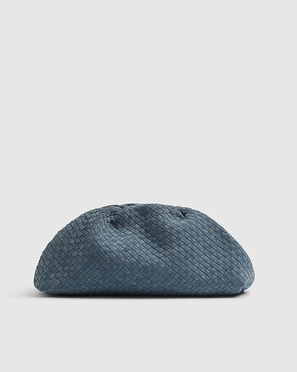 Blue Suede Ruched Woven Clutch Bag | River Island UK & IE