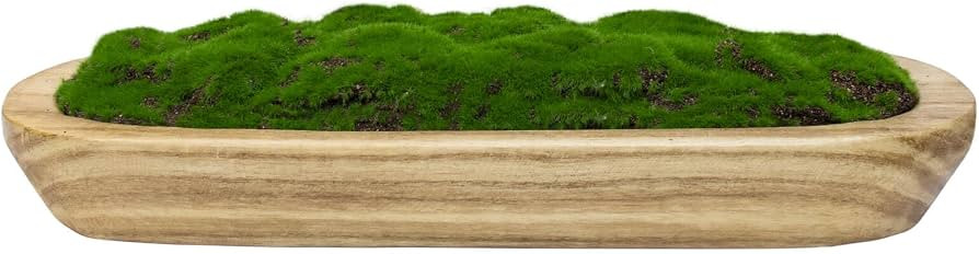 NAHARO Moss Wood Bowl,Natural Oblong Decorative Dough Bowl, Artificial Moss Centerpiece for Weddi... | Amazon (US)