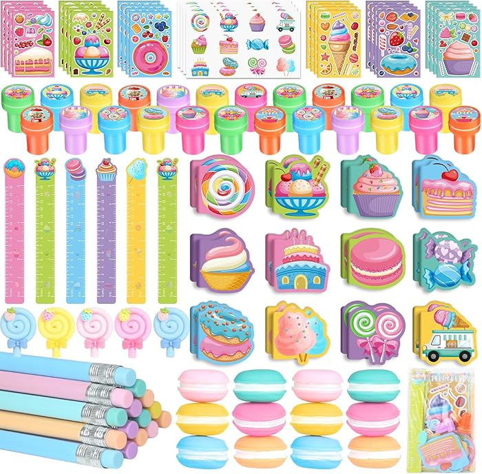 BenLouis 96Pcs Candyland Party Favors Ice Cream Donut Mini Notebook Stampers School Stationery Bu... | Amazon (US)