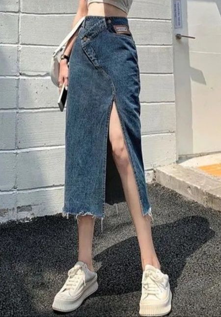 High waist denim midi skirt for women.

#LTKstyletip #LTKfindsunder50