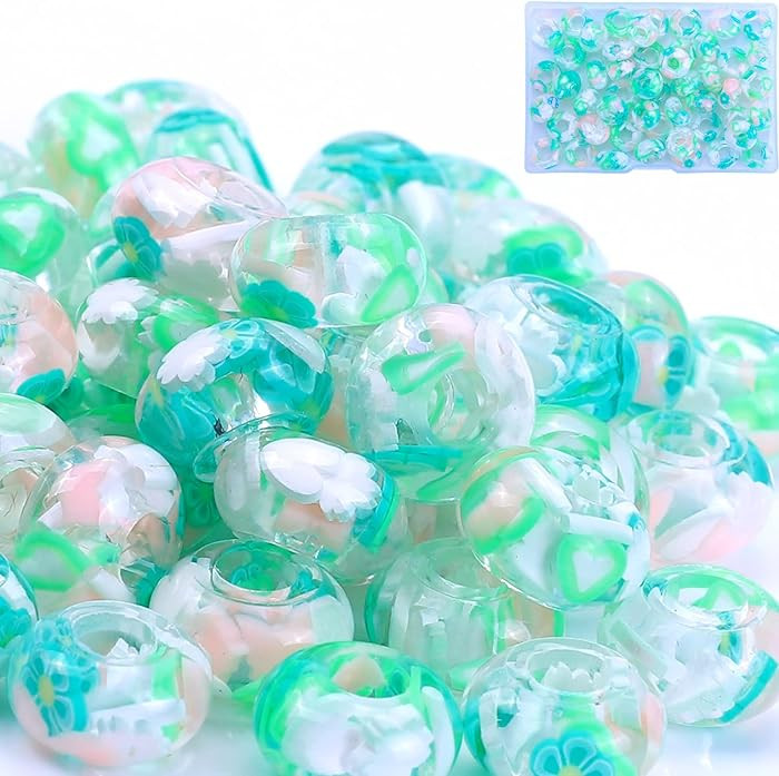 AIPRIDY Girls' Lucky Beads Lover Amber Beads, Big Hole Spacer Beads European Craft Beads for DIY ... | Amazon (US)