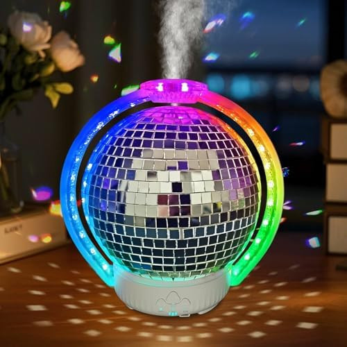 Rotating Disco Ball Diffuser, Mirror Ball Cute Diffuser with RGB Color Night Light, 2Timer Seting... | Amazon (US)