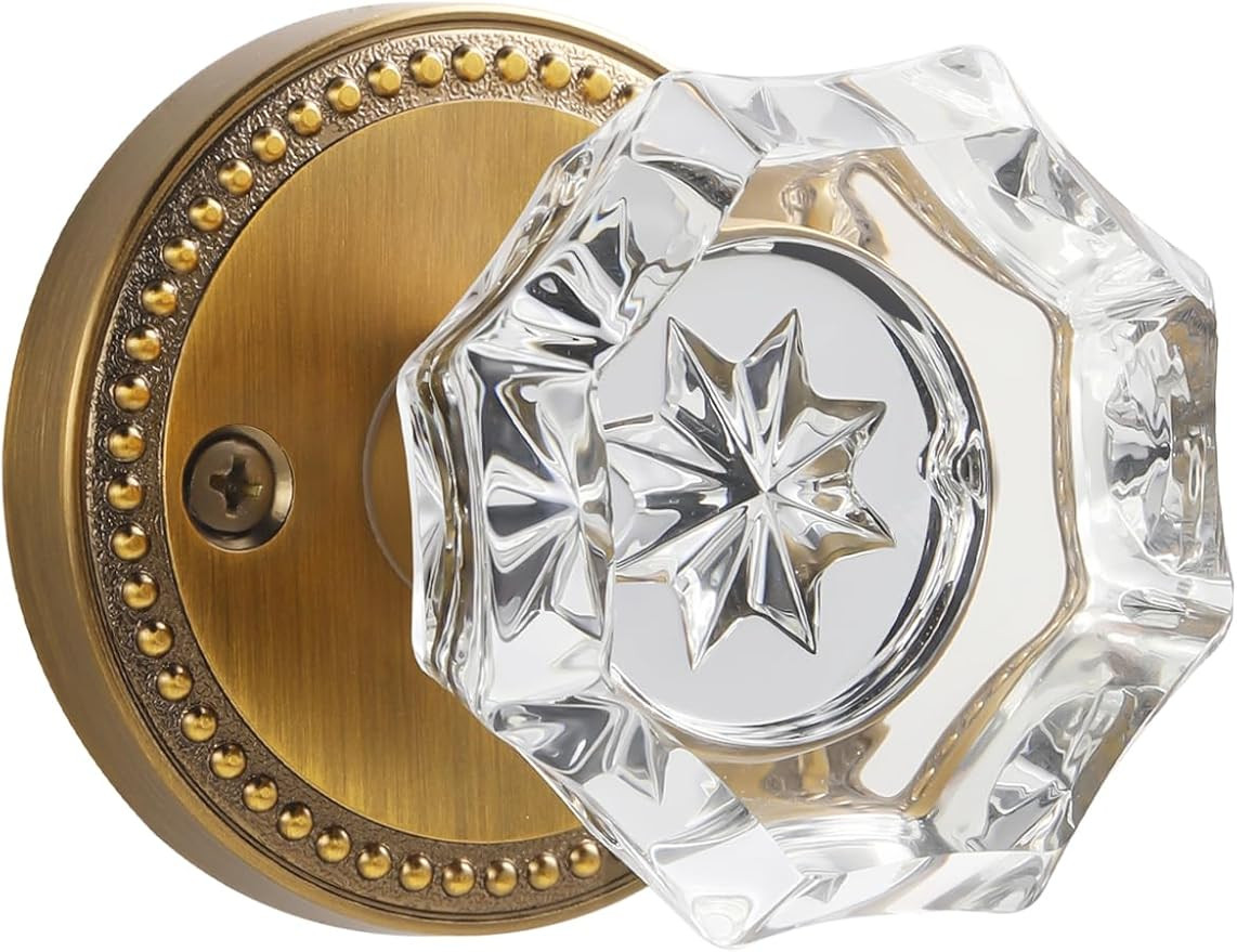 Antique Brass Door Knobs Crystal Door Knob Passage Door Knobs Glass Interior Door Knob for Hall a... | Amazon (US)