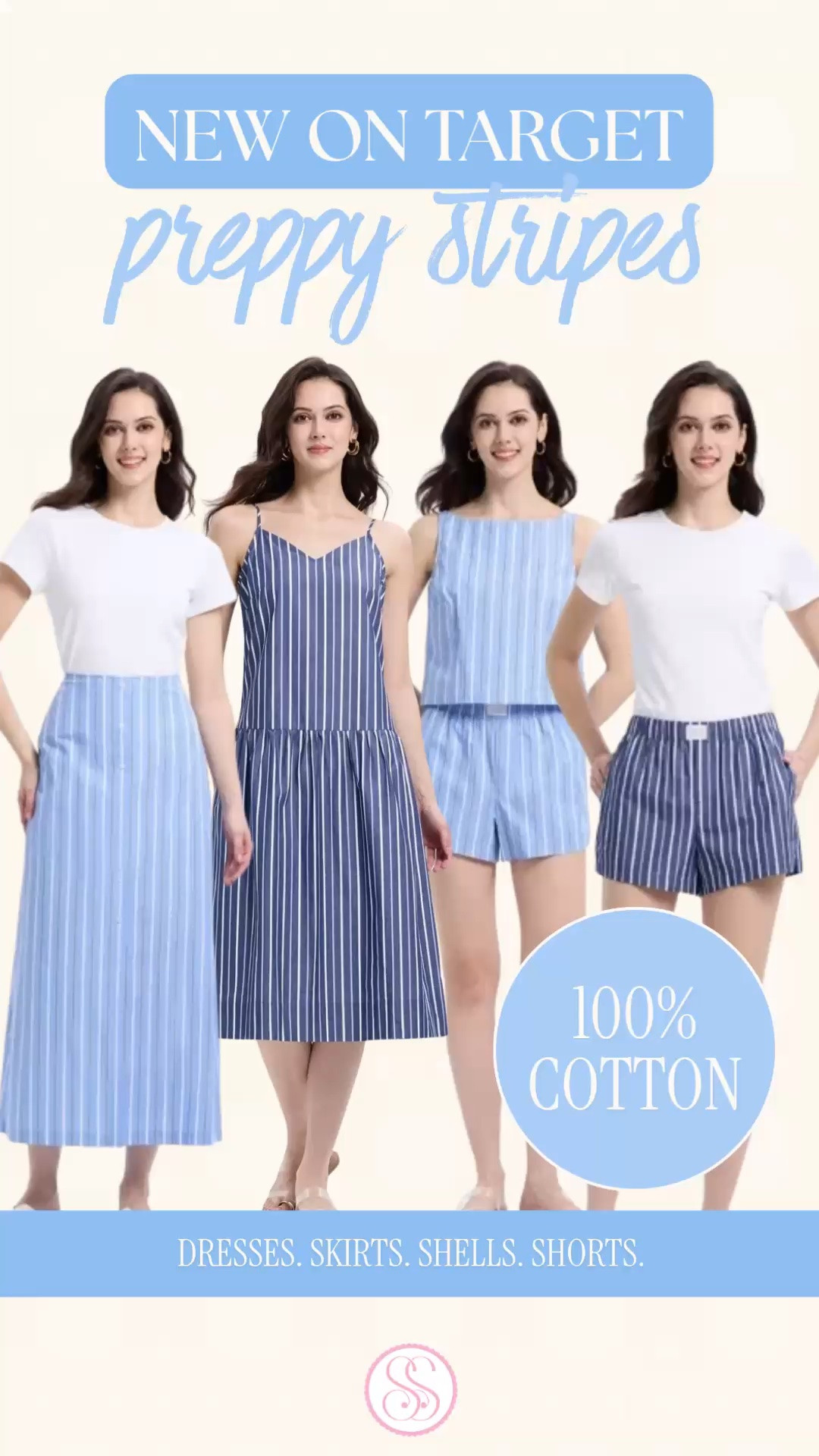 Target preppy stripes | Ralph Lauren look for less | 100 cotton summer outfit | Fourth of July outfit | work outfit

Target just dropped the 100% cotton preppy stripe pieces that make a summer closet instantly easier.

This edit is full of Ralph Lauren-style summer energy at Target prices: blue and white striped dresses, navy striped dresses, striped midi skirts, pull-on shorts, matching sets, shell tops, crisp cotton pieces, and easy separates you can wear together or break apart all season.

This is the kind of Target drop you buy because it gives you options. The dress for brunch. The skirt for work. The shorts for lake weekends. The shell for white jeans. The blue stripes for Fourth of July. The navy stripes for classic summer outfits that still look polished in August.

Everything feels clean, preppy, wearable, and expensive-looking without the designer price tag. The fact that these are 100% cotton makes the whole drop even stronger for hot weather, vacation packing, casual work outfits, teacher outfits, beach trips, errands, and everyday summer outfits.

If your summer style is Ralph Lauren inspired, preppy, classic, coastal, red white and blue, or polished without trying too hard, these Target finds belong in the cart before the best sizes move.

Target preppy stripes, Target finds, Target style, Target fashion finds, Target new arrivals, Ralph Lauren look for less, Ralph Lauren inspired outfit, 100 cotton outfit, cotton summer dress, striped dress, striped skirt, striped shorts, shell top, matching set, summer outfit women, summer outfits, Fourth of July outfit women, 4th of July outfit, work outfit women, teacher outfit, coastal style, preppy summer outfit, vacation outfit, designer look for less

#LTKFindsUnder50 #PreppyStyle #LookForLess #TargetStyle #TargetFinds

#LTKSeasonal #LTKWorkwear #LTKootd
