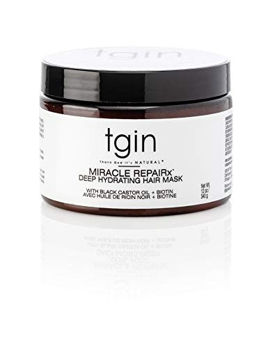 tgin Miracle RepaiRx Deep Hydrating Hair Mask for Curly, Coily and Wavy Hair, with Biotin and Black Castor Oil, Deep Moisture and Repair for Damaged, Color-Treated Hair, 12 oz | Amazon (US)