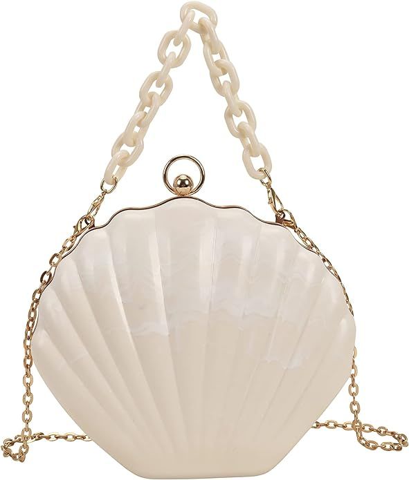 MEGAUK Women's Clutch Glitter Shell Evening Bag Shiny Handbag Rhinestone Bag with Chain for Weddi... | Amazon (UK)