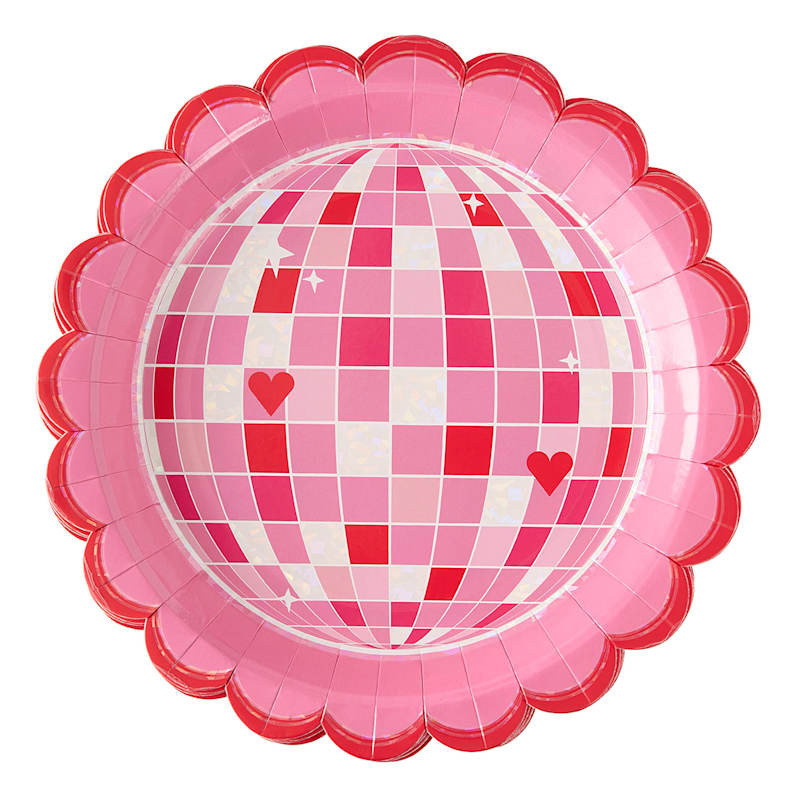 12-Pack Pink Disco Paper Dinner Plates, 9" | At Home