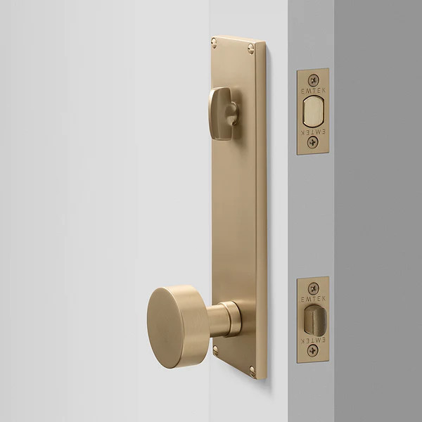 Tate Door Set with Cylinder Knob - Satin Brass | Schoolhouse