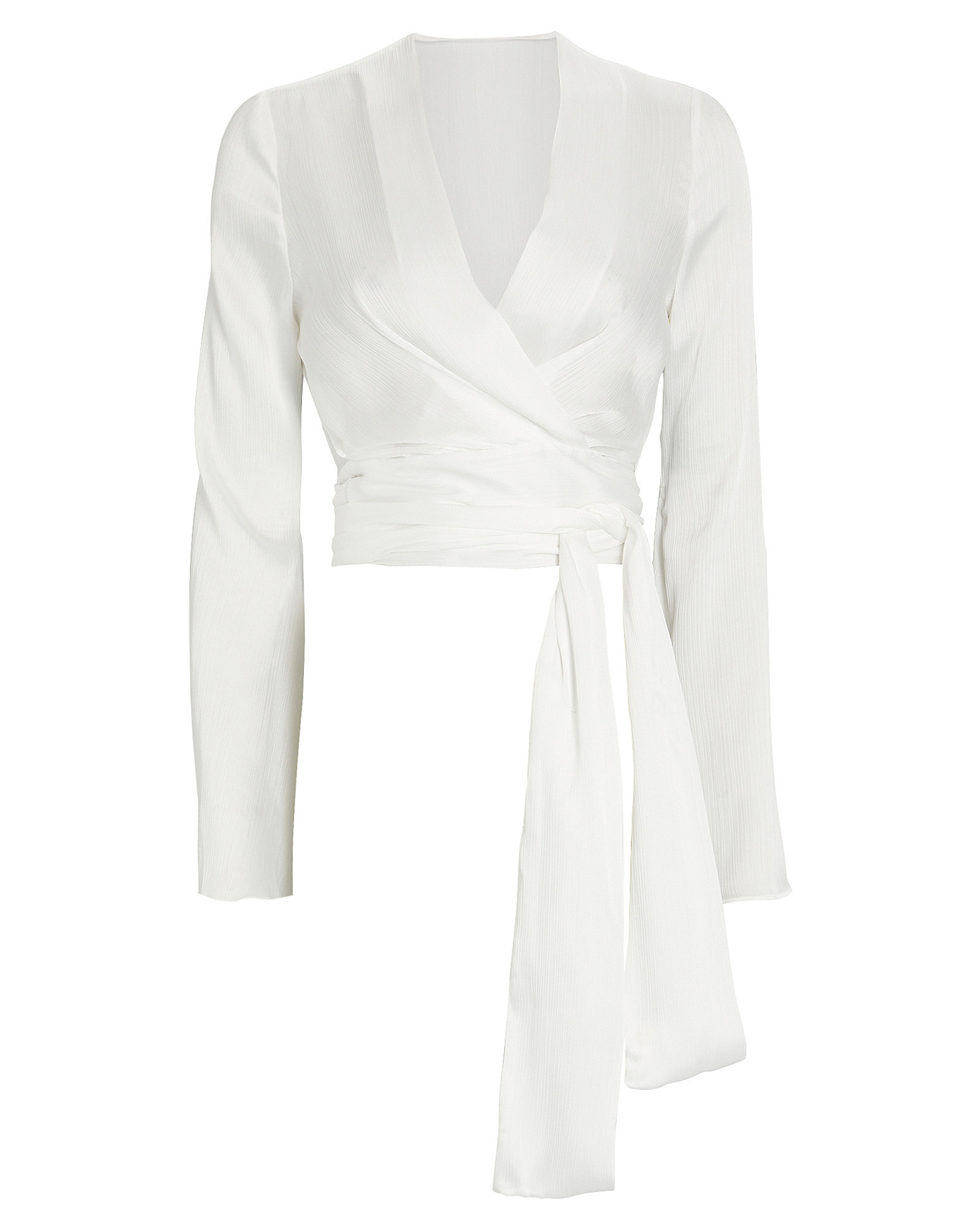 Galvan Corolle Crepe Wrap Top, White 36 | INTERMIX