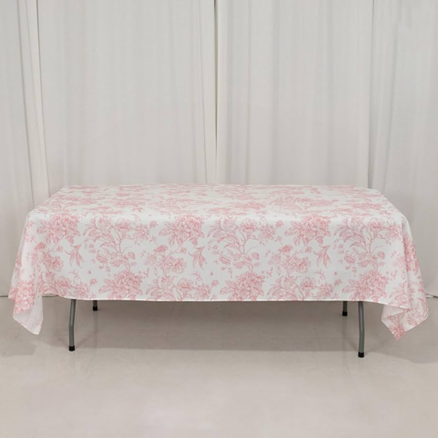 Efavormart Polyester Rectangular Tablecloth 60"x102" White with Pink French Toile Pattern - Sophi... | Amazon (US)