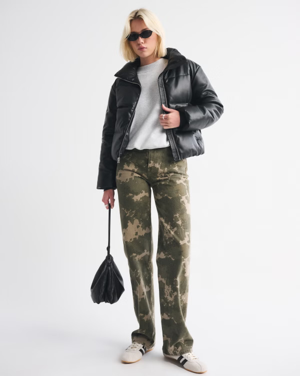 Women's Vegan Leather Short Puffer | Women's New Arrivals | Abercrombie.com | Abercrombie & Fitch (US)