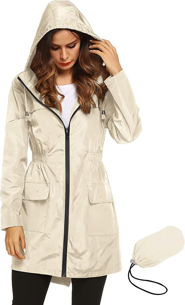 Lomon Women Waterproof Lightweight Rain Jacket Active Outdoor Hooded Raincoat | Amazon (US)