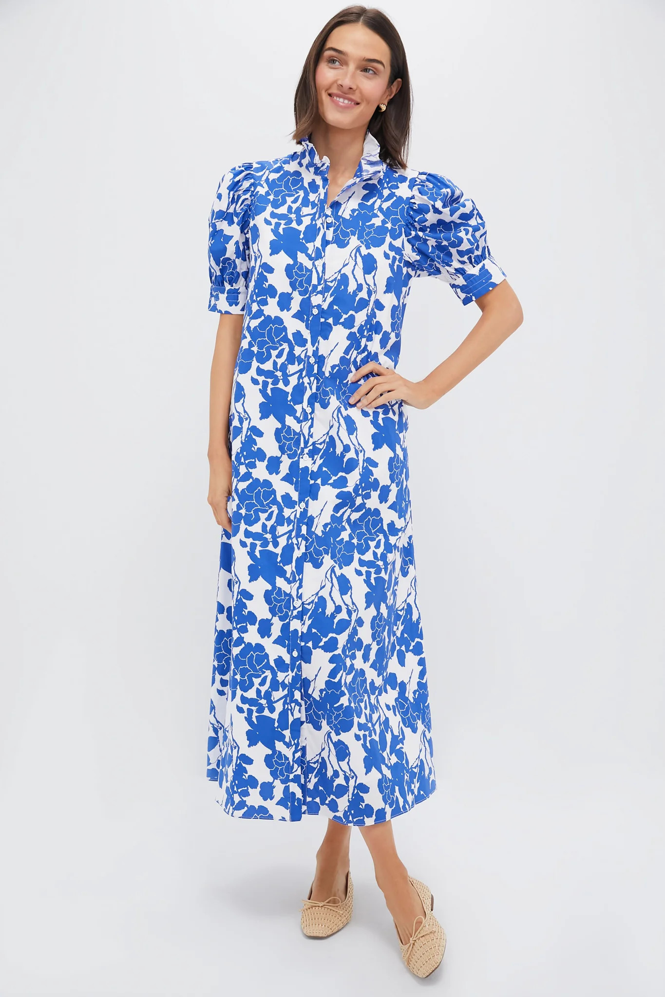 Blue Floral Ruffle Collar Louisa Maxi Dress | Tuckernuck (US)