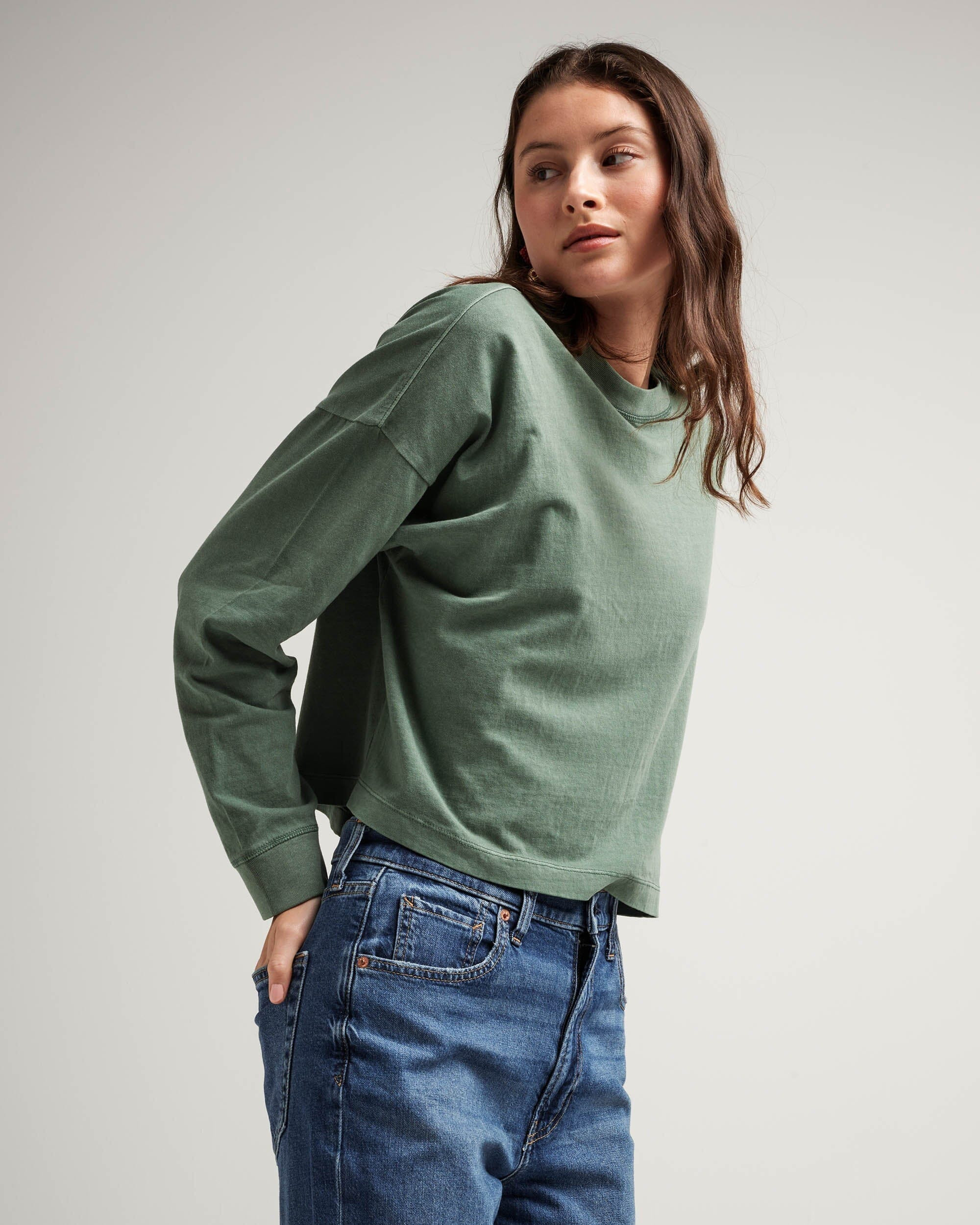Women's Relaxed Crop Long Sleeve Tee | Richer Poorer