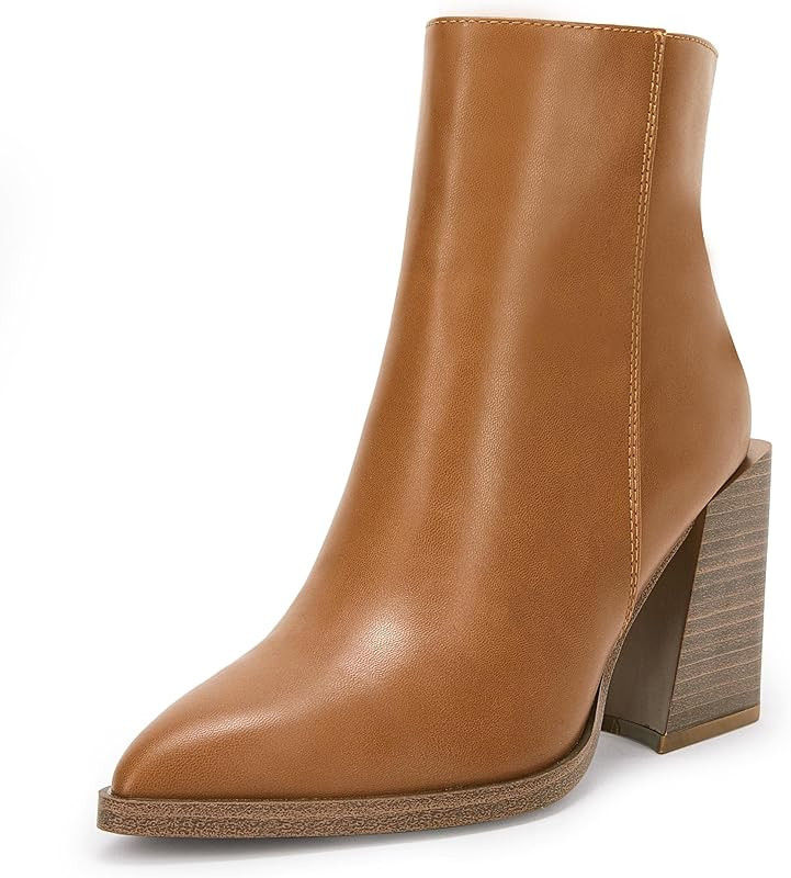Womens Pointed Toe Ankle Boots Stacked Chunky Block Heel Fall slip on Combat Comfortable Chelsea ... | Amazon (US)