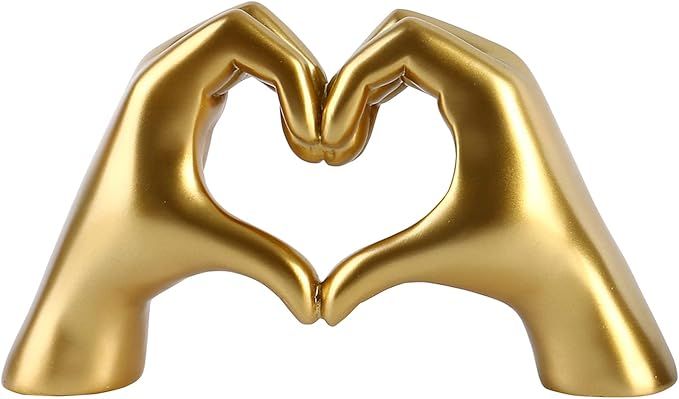 Gold Hand Gesture Morden Home Decor Sculpture Items, Love Finger Aesthetic Statues Boho Wedding A... | Amazon (US)