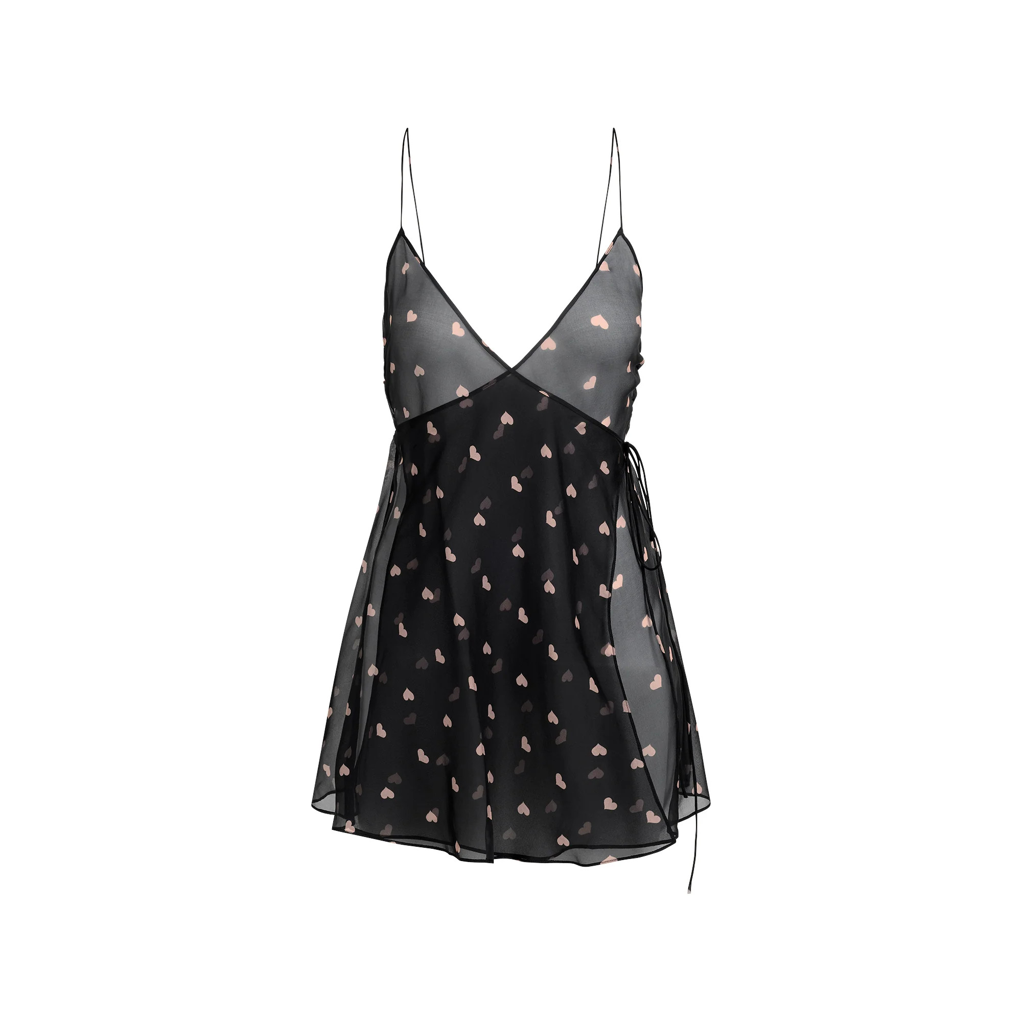SKIMS ROMANCE WRAP MINI SLIP DRESS | OBSIDIAN SPACED HEARTS | SKIMS | SKIMS (US)