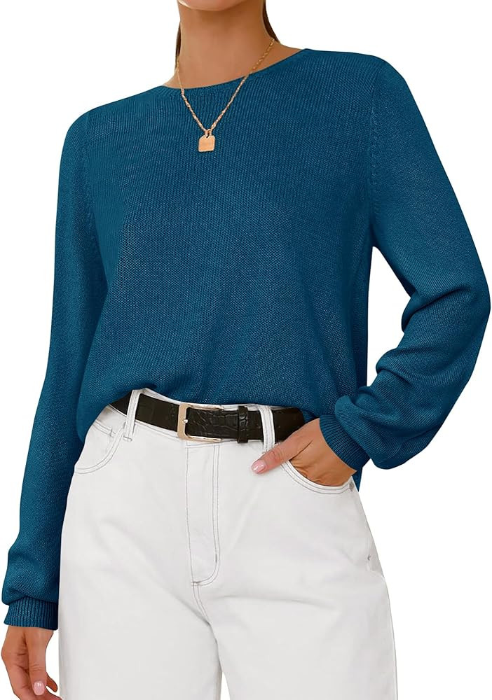 BTFBM Womens Long Sleeve Crew Neck Sweaters 2026 Spring Casual Classic Soft Loose Fit Basic Pullo... | Amazon (US)