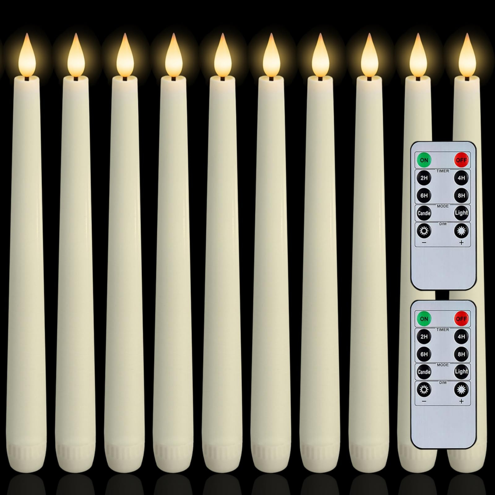 Homemory 12 Pcs Waxy Flameless Taper Candles with Remote, Led Flameless Candlesticks Classic Tall... | Amazon (US)