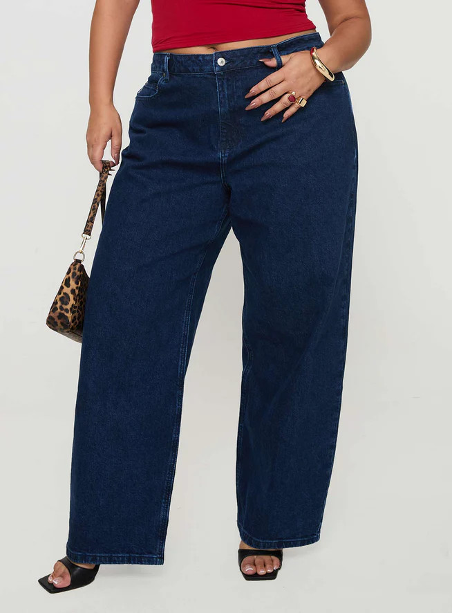 Britta Mid Rise Tapered Leg Jeans Dark Wash Curve | Princess Polly AU