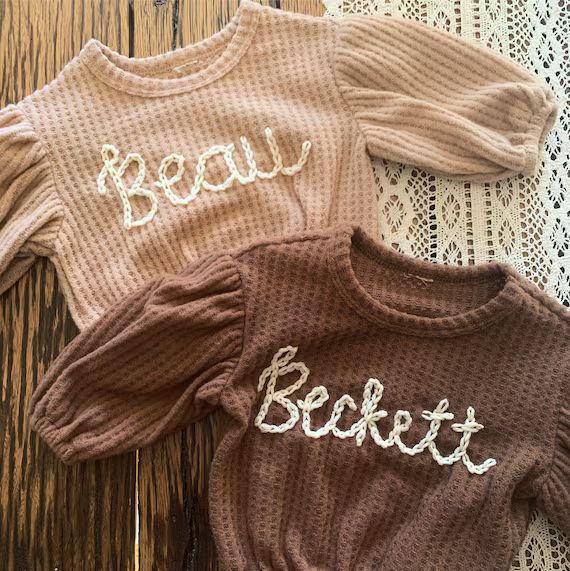 Personalized Hand Embroidered Waffle-knit Sweater for Baby | Etsy | Etsy (US)