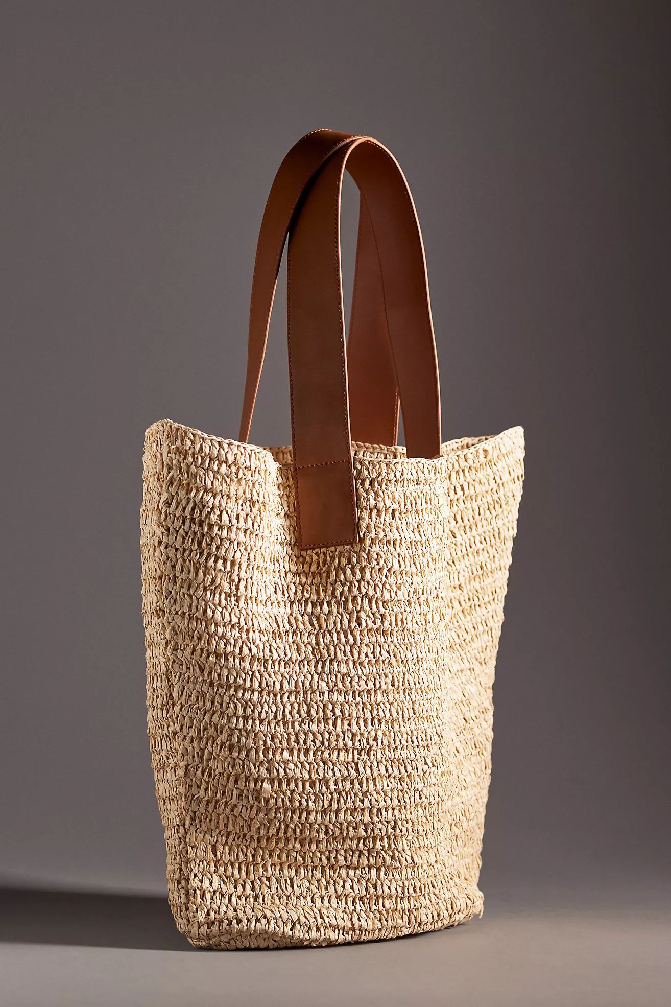 Leather Handle Raffia Tote | Anthropologie (US)