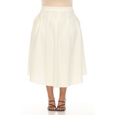 Plus Size Flared Tweed Skirt White 1X -White Mark | Target