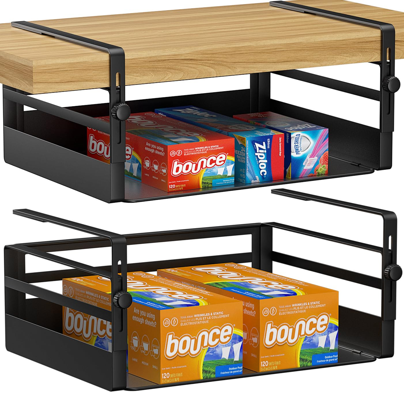 2 Pack Under Shelf Storage Basket Organizer,Adjustable Hanging Under Cabinet Add-on Storage Racks... | Amazon (US)
