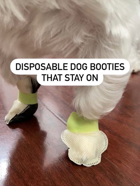 Disposable dog booties that actually stay on. Keep pet paws clean, prevent excessive paw licking. Ralphie took size M and he is a 15 pound male Shih Tzu. 

They get dirty but so far one pair has lasted three 15-20 minute walks. The soles have yet to have a hole in them so they're well made and durable.

Dog booties shoes protect paw wounds

#LTKkids #LTKbaby